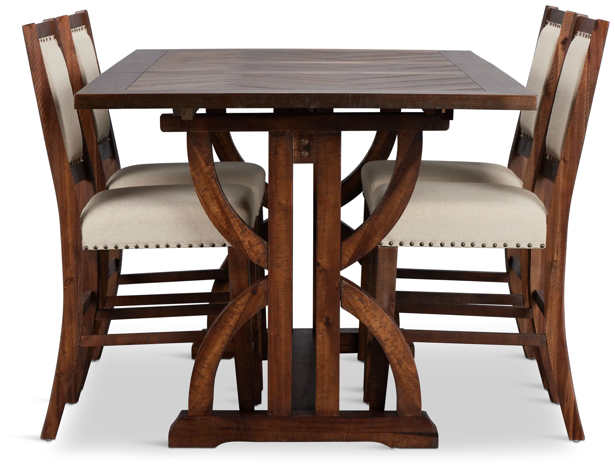 Joplin Dark Tone Extension High Table & 4 Upholstered Barstools Joplin Dark Tone Extension High Table & 4 Upholstered Barstools