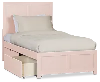 Charleston Pink Panel Bed With 2 Storage Drawers