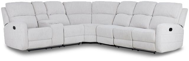 Piper Light Beige Fabric Large Dual Reclining Sectional With Left Console