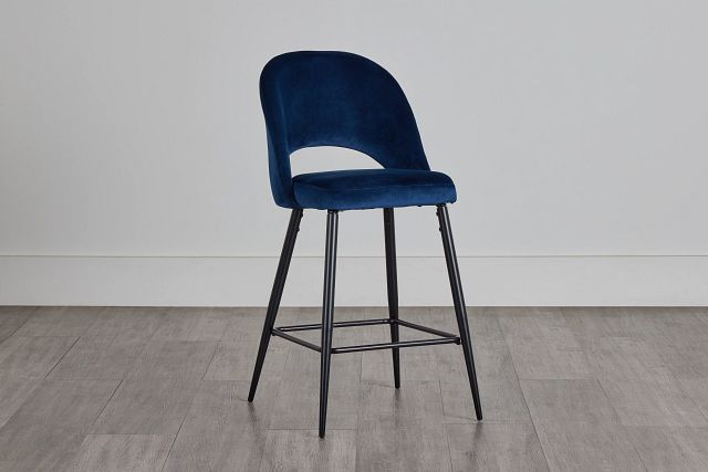 Kelly Dark Blue 28" Upholstered Barstool