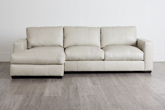 Dawkins Taupe Leather Left Chaise Sectional