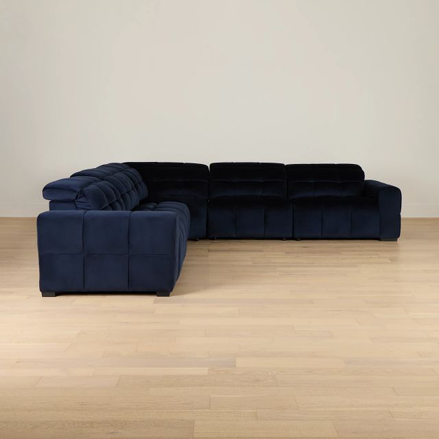 Gemma Navy Velvet Small Two-arm Power Reclining Sectional