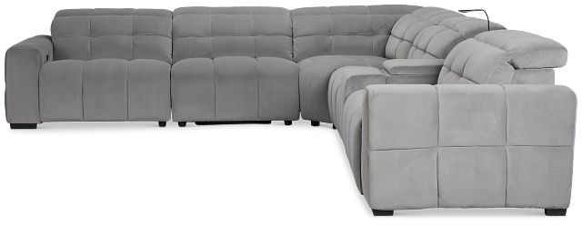 Gemma Light Gray Velvet Medium Triple Power 2-arm Sectional