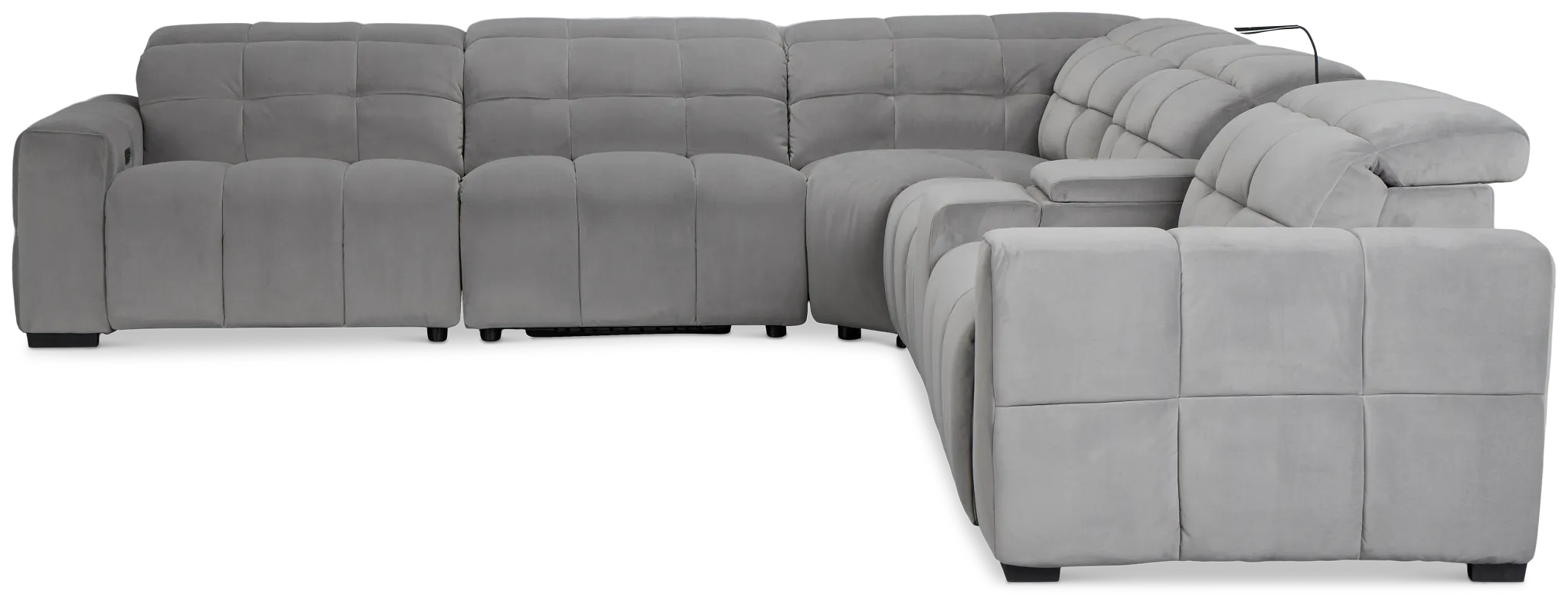 Gemma Light Gray Velvet Medium Triple Power 2-arm Sectional