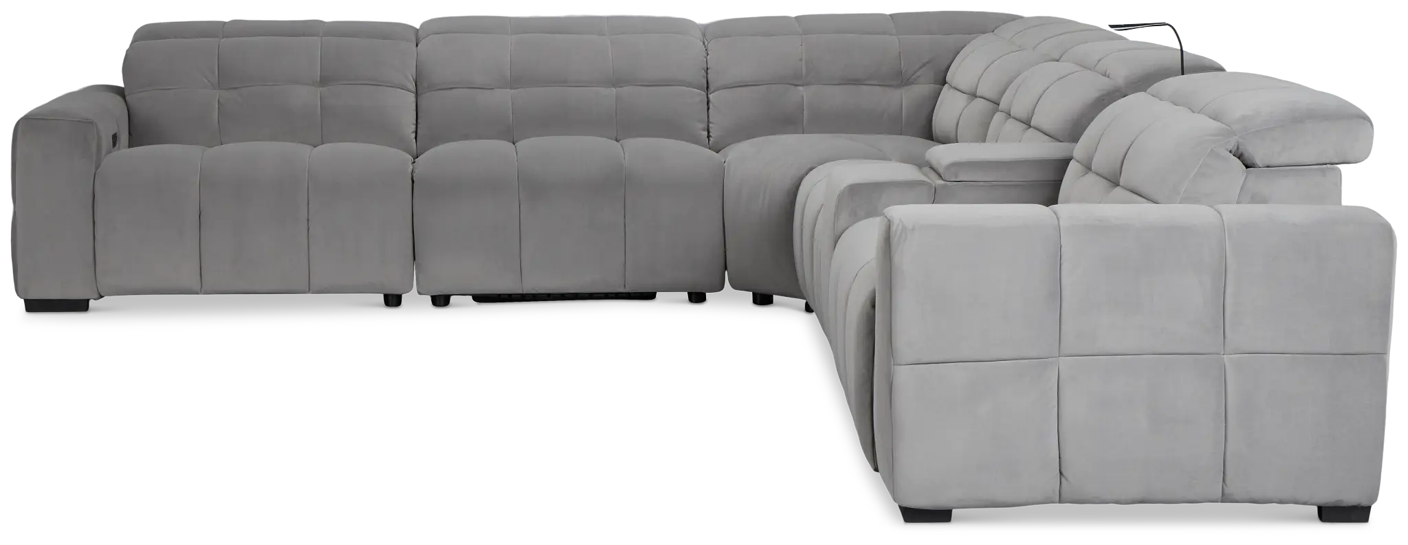 Gemma Light Gray Velvet Medium Triple Power 2-arm Sectional Gemma Light Gray Velvet Medium Triple Power 2-arm Sectional