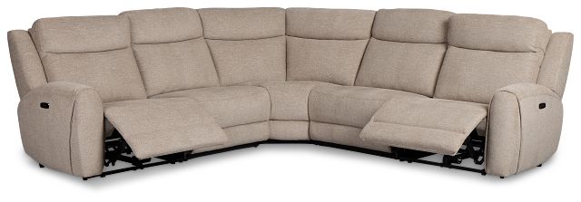 Walker Beige Fabric Small Two-arm Power Reclining Sectional