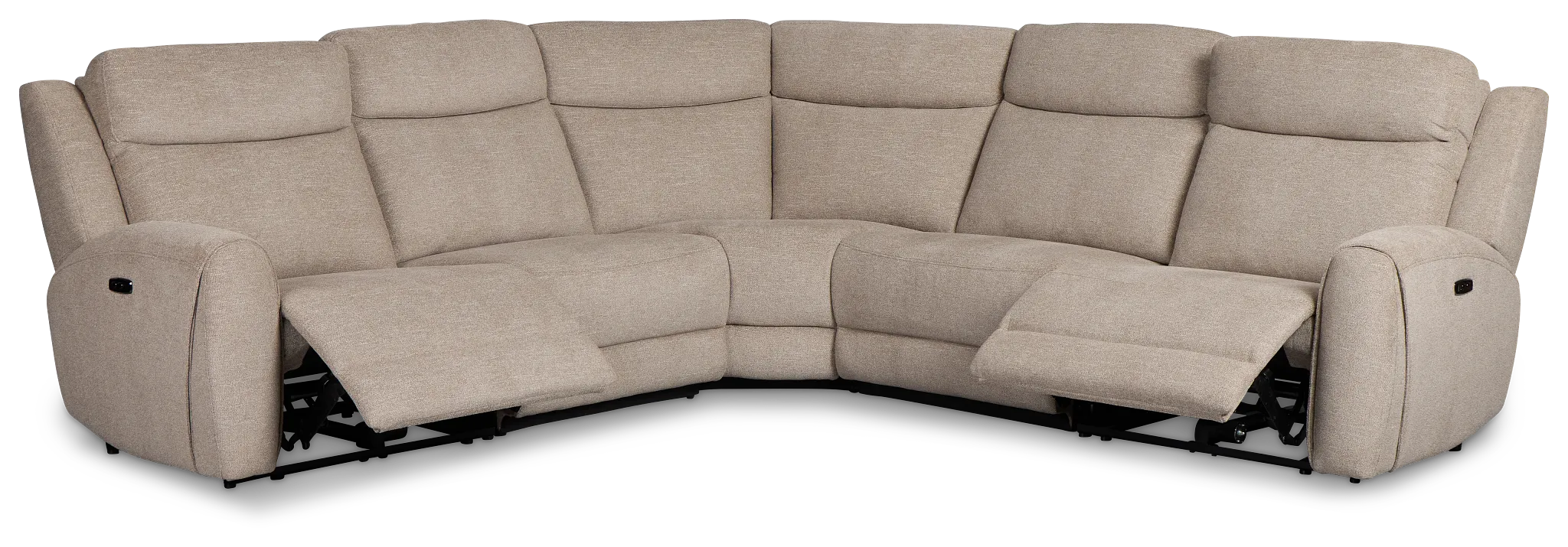 Walker Beige Fabric Small Two-arm Power Reclining Sectional