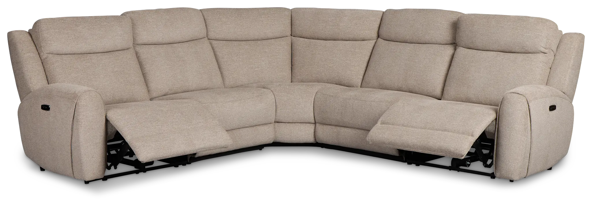 Walker Beige Fabric Small Two-arm Power Reclining Sectional Walker Beige Fabric Small Two-arm Power Reclining Sectional