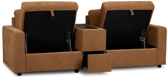 Addie Brown Fabric 2-piece Modular Storage Sofa With Console