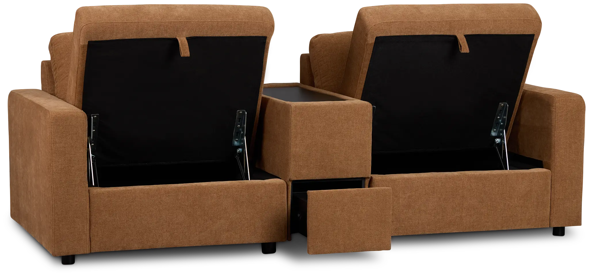 Addie Brown Fabric 2-piece Modular Storage Sofa With Console Addie Brown Fabric 2-piece Modular Storage Sofa With Console