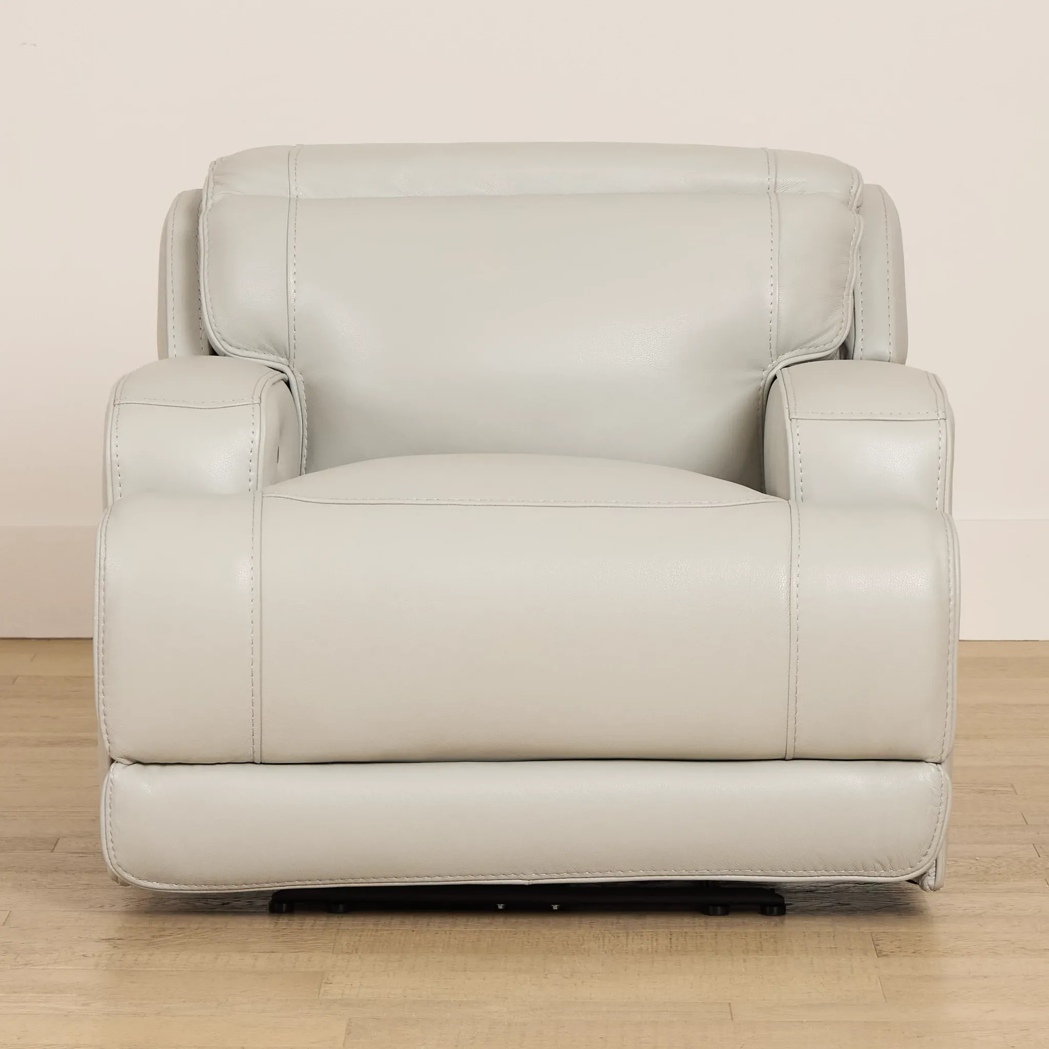 Reign Gray Leather/Vinyl Power Recliner With Power Headrest
