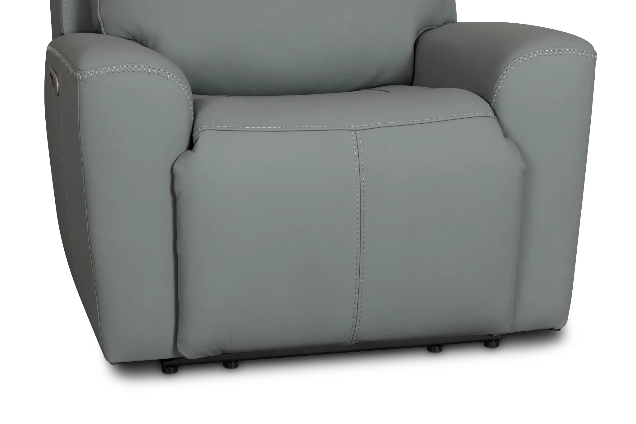 Sterling Blue Lthr/vinyl Power Recliner