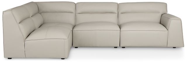 Blanca Gray Leather 4-piece Modular Sectional