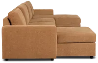 Addie Brown Fabric Double Chaise Sleeper Storage Sectional