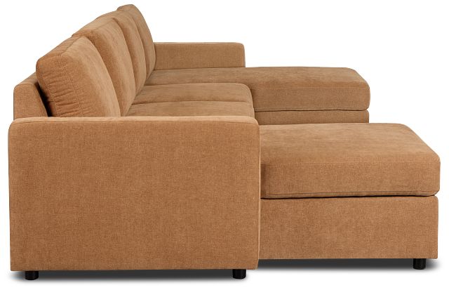 Addie Brown Fabric Double Chaise Sleeper Storage Sectional