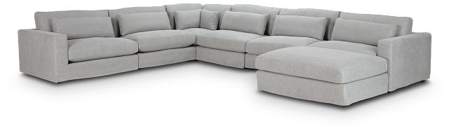 Cozumel Light Gray Fabric 7-piece Chaise Sectional