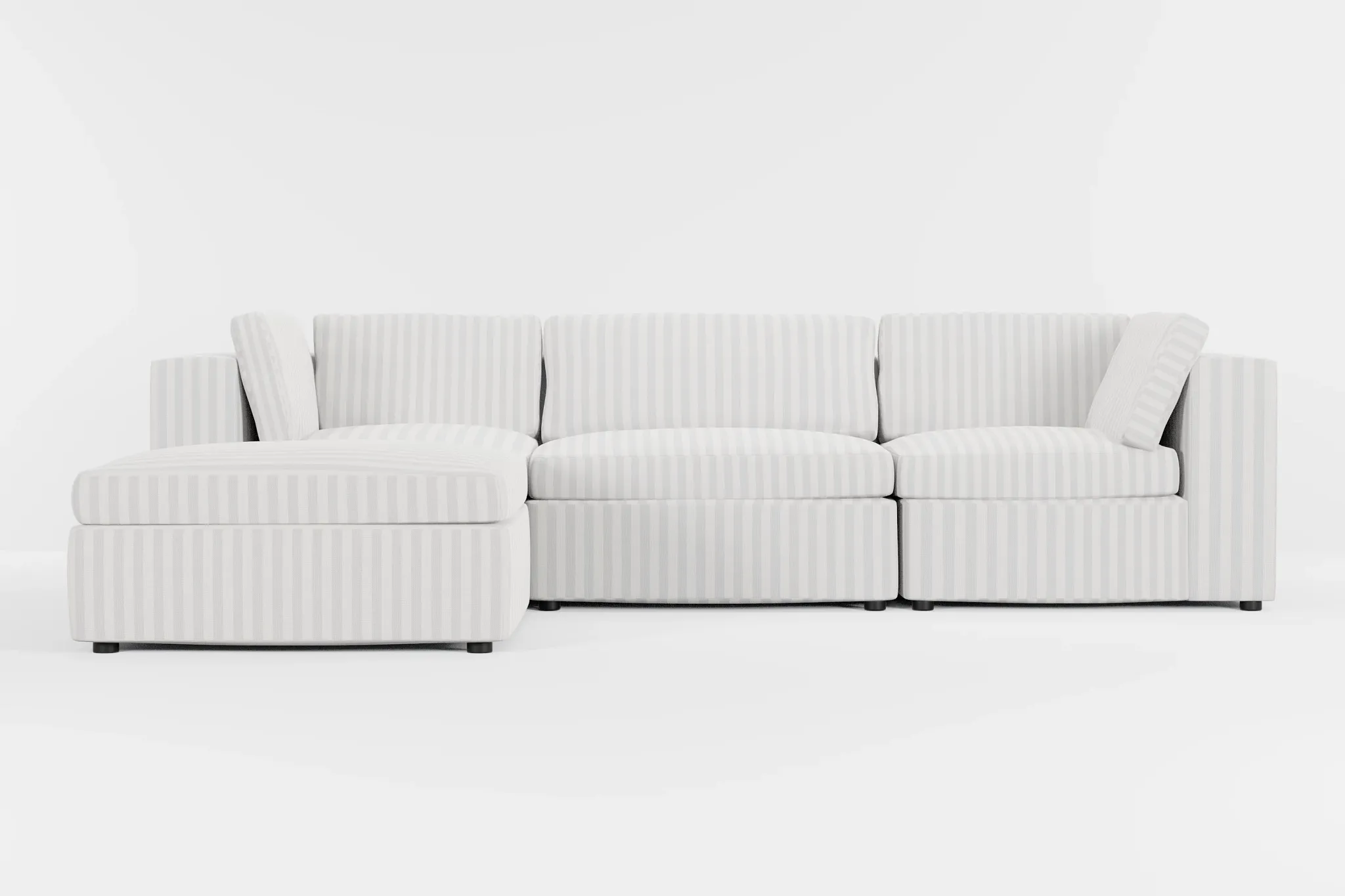 Destin Sea Lane Light Gray Fabric 4-piece Bumper Sectional