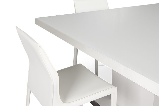 Miami White 59" Square Table With 4 Chairs