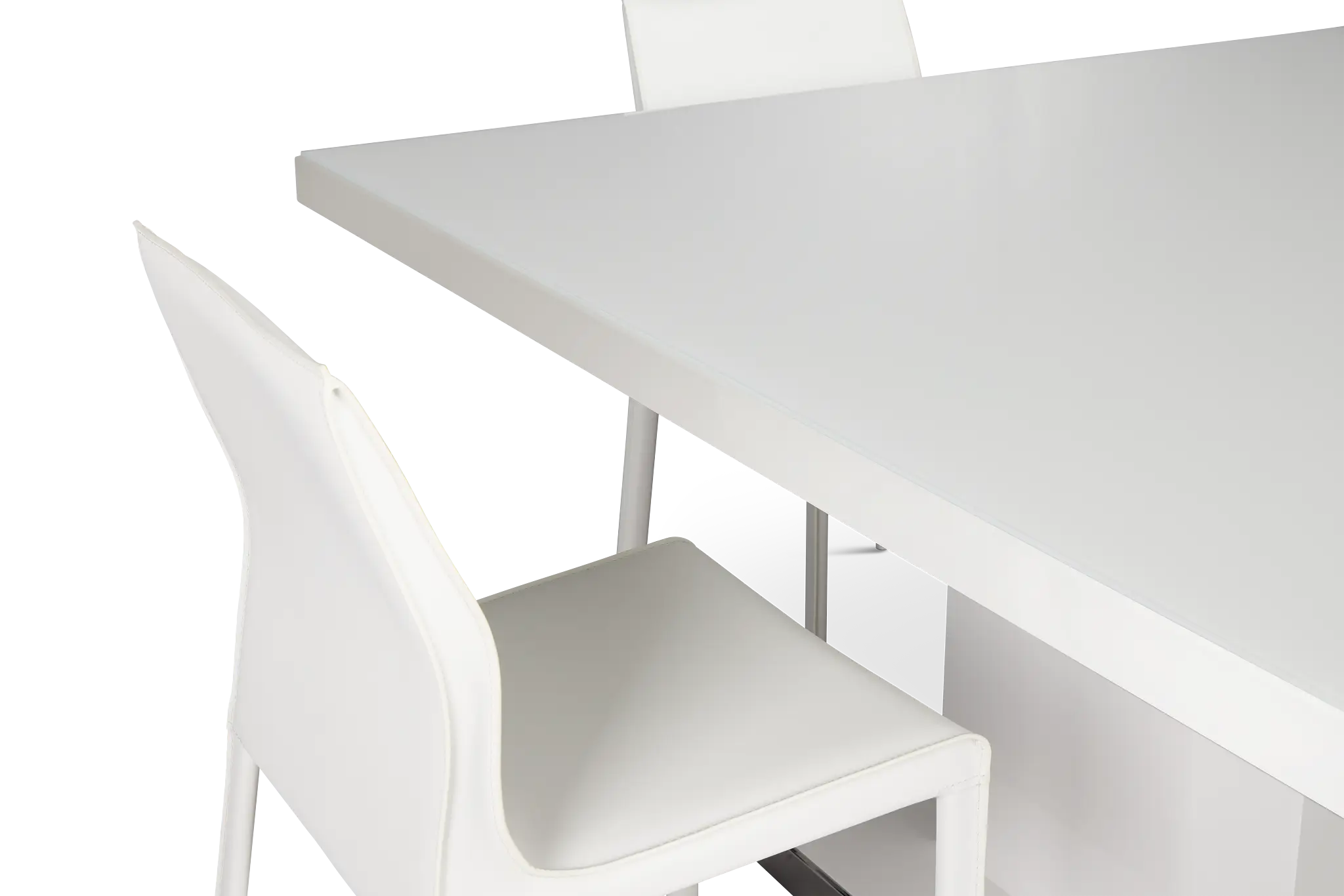Miami White 59" Rectangular Table & 4 Upholstered Chairs Miami White 59" Rectangular Table & 4 Upholstered Chairs