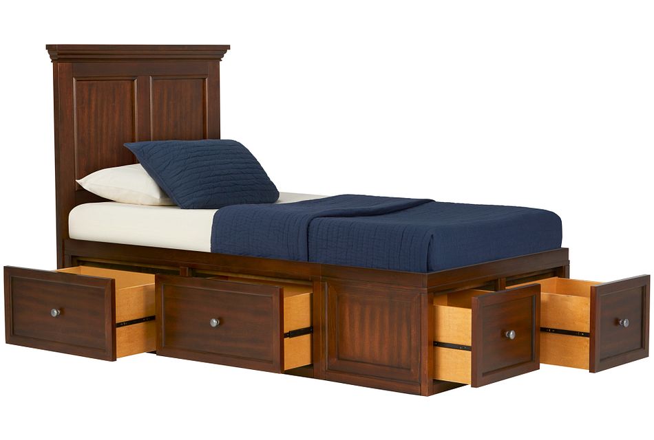 Spencer Mid Tone 6 Drawer Platform Storage Bed Baby Kids Beds City Furniture