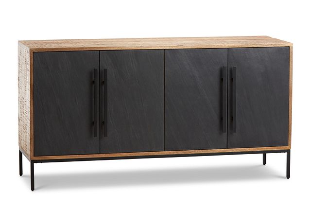 Zane Black Slate Four-door Cabinet