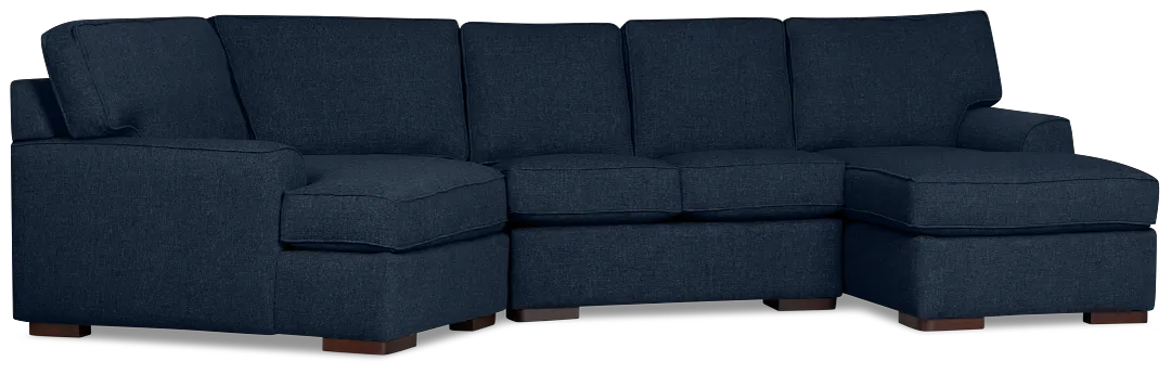 Sinclair Dark Blue Fabric Right Chaise Cuddler Sectional