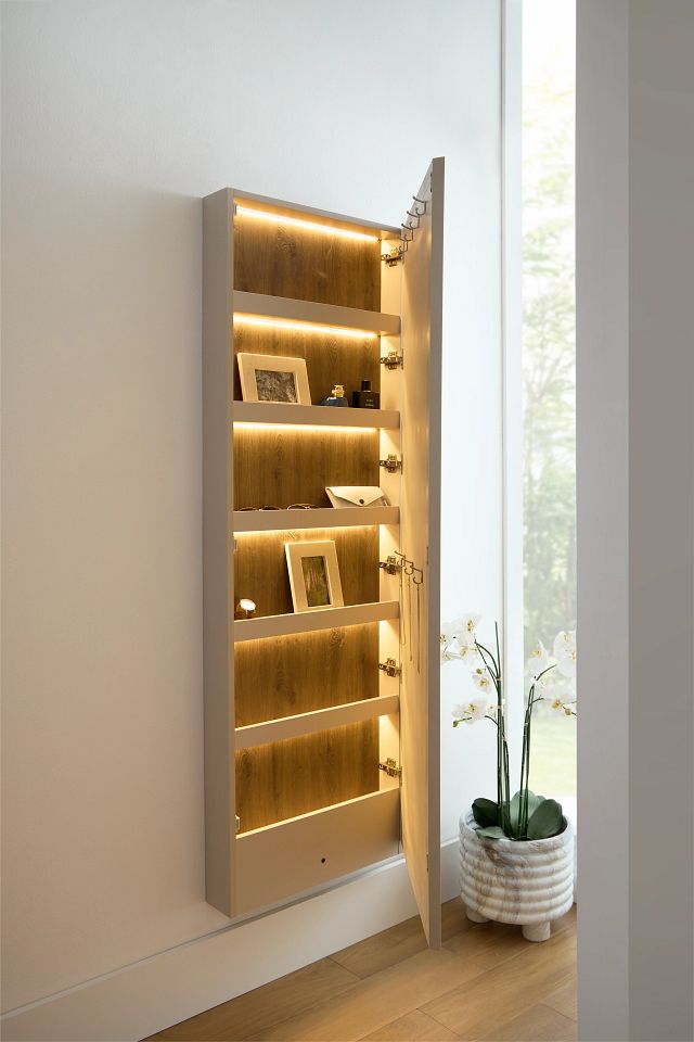 Brasilia Light Beige Storage Floor Mirror