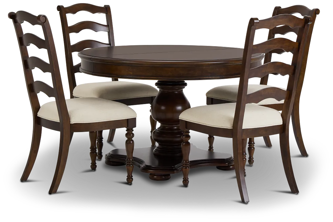 Savannah Dark Tone Round Table & 4 Chairs