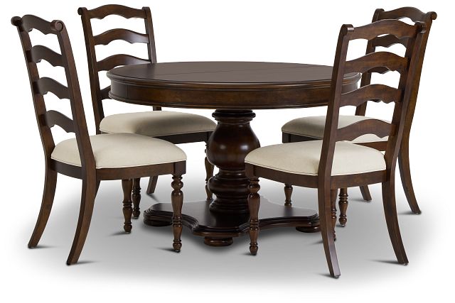 Savannah Dark Tone Round Table & 4 Chairs