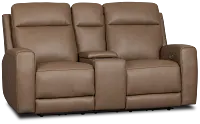 Flexsteel Belmont Dark Brown Lthr/vinyl Power Reclining Loveseat