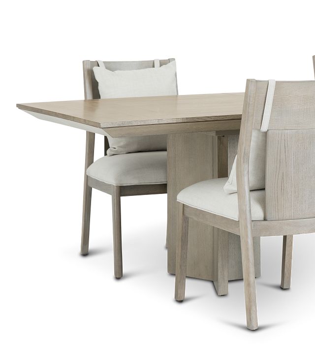 Pasadena Light Tone Rectangular Table & 4 Upholstered Chairs (7)