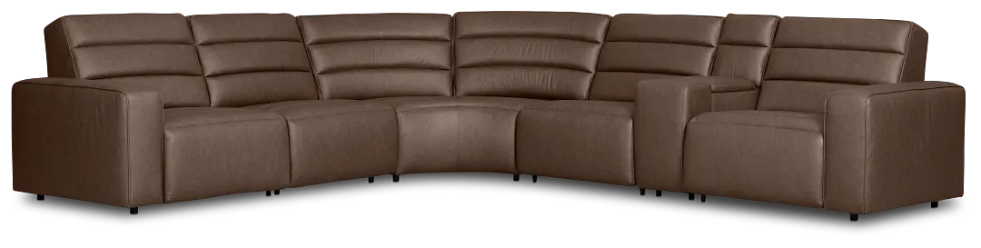 Sawyer Dark Brown Micro Medium Triple Power 2-arm Sectional
