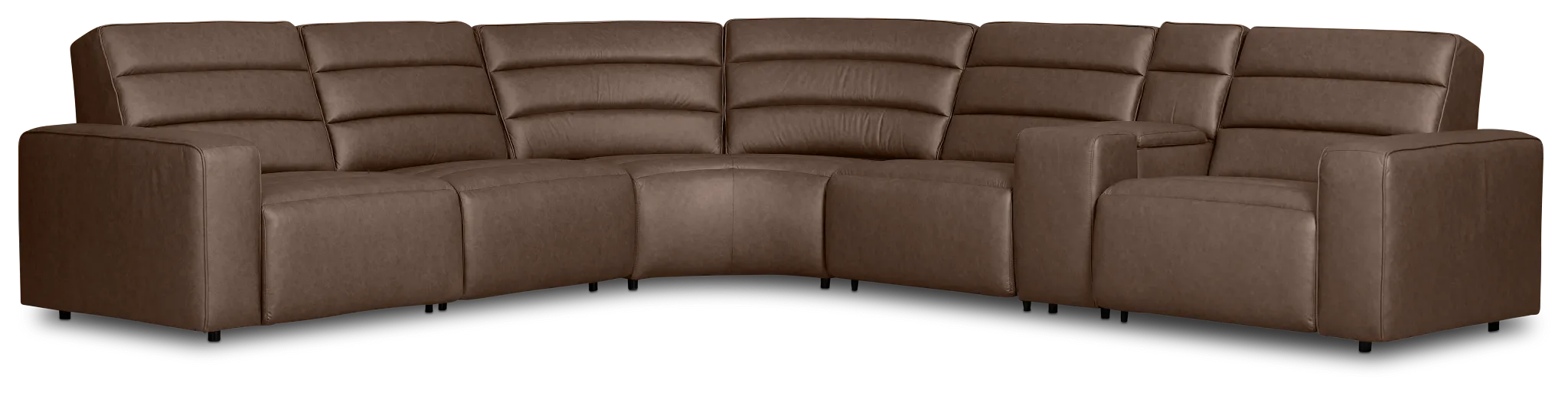 Sawyer Dark Brown Micro Medium Triple Power 2-arm Sectional