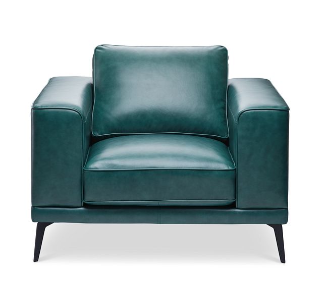 Naples Turquoise Leather Chair With Black Legs