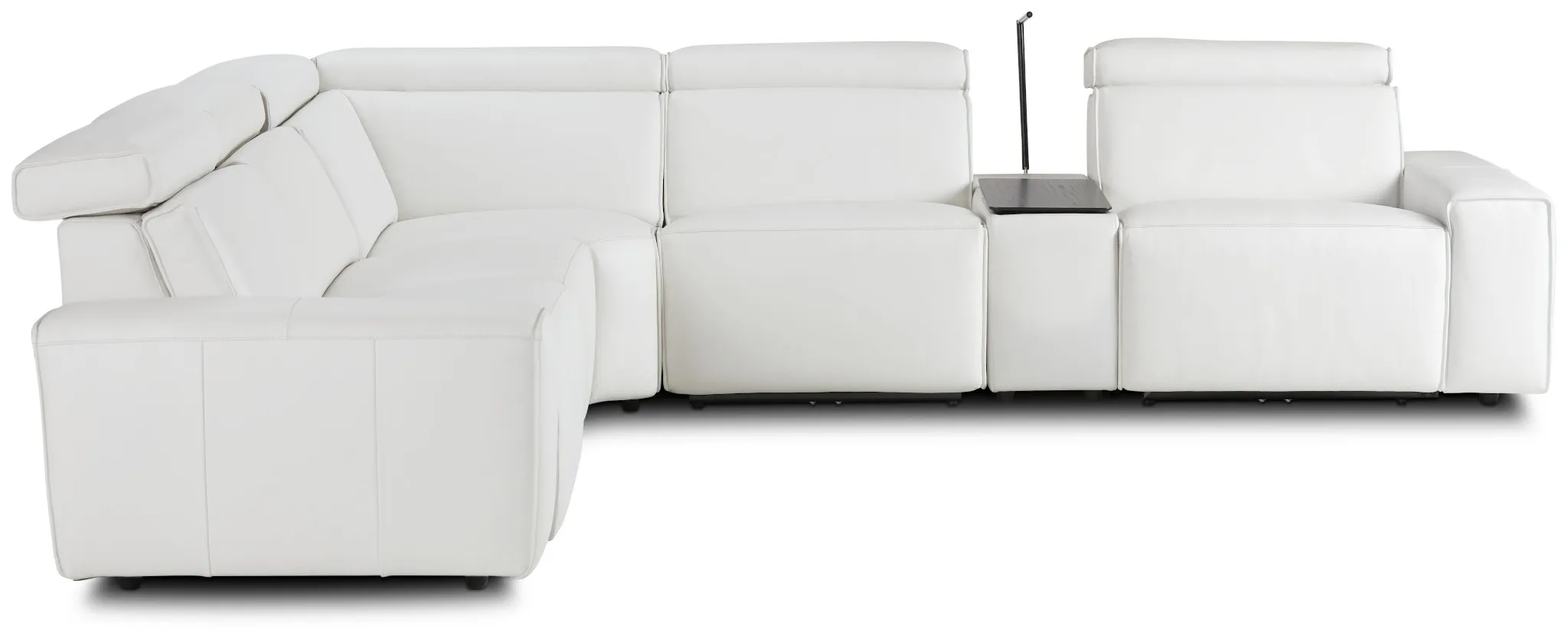 Carmelo White Leather Medium Triple Power 2-arm Sectional