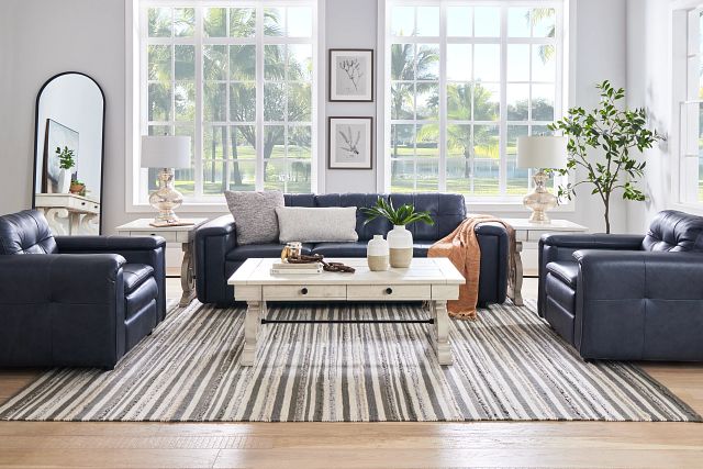 Rowan Navy Leather Sofa