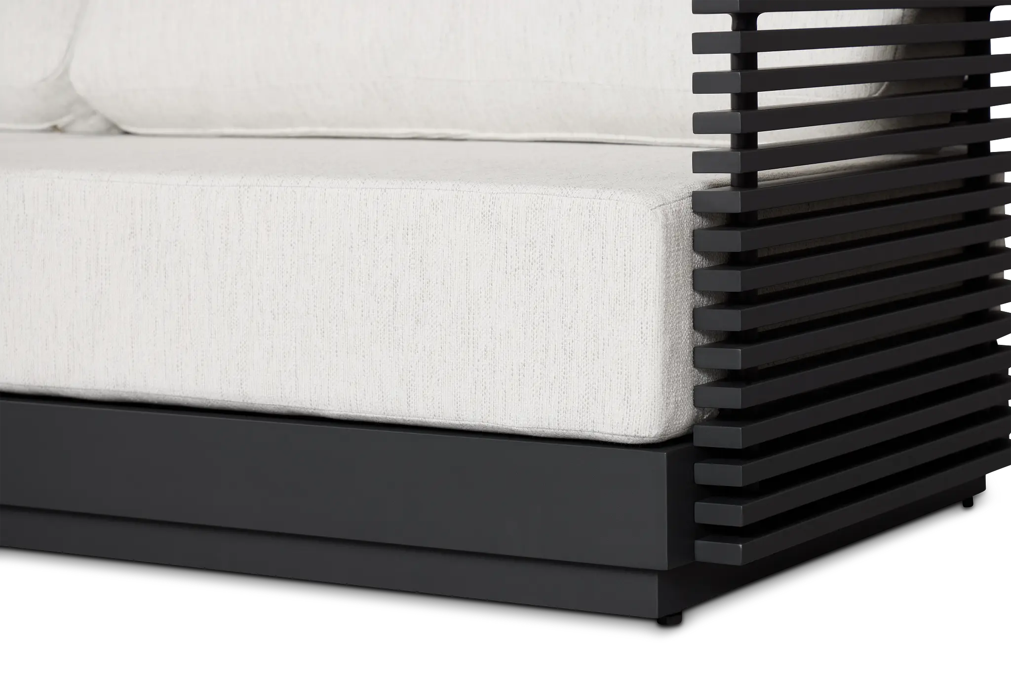 Monterey Black Aluminum Sofa With Light Gray Cushions Monterey Black Aluminum Sofa With Light Gray Cushions