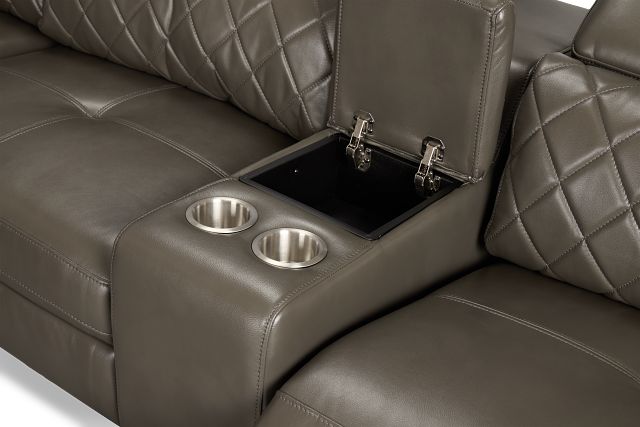Ava Dark Gray Micro Medium Dual Power 2-arm Reclining Sectional