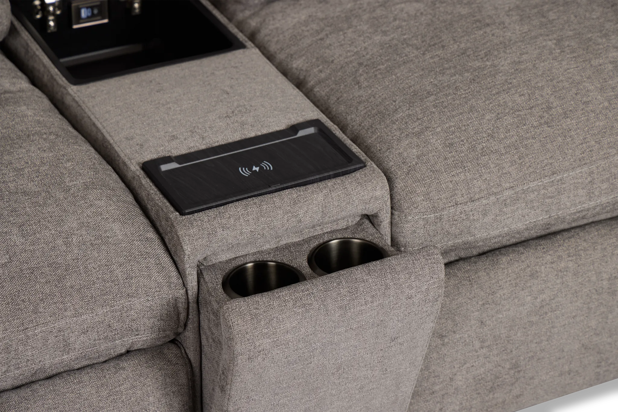 Drift Dark Gray Fabric Large Dual Power Right Bumper Sectional