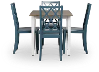 Edgartown Two-tone Rect Table & 4 Navy Wood Chairs