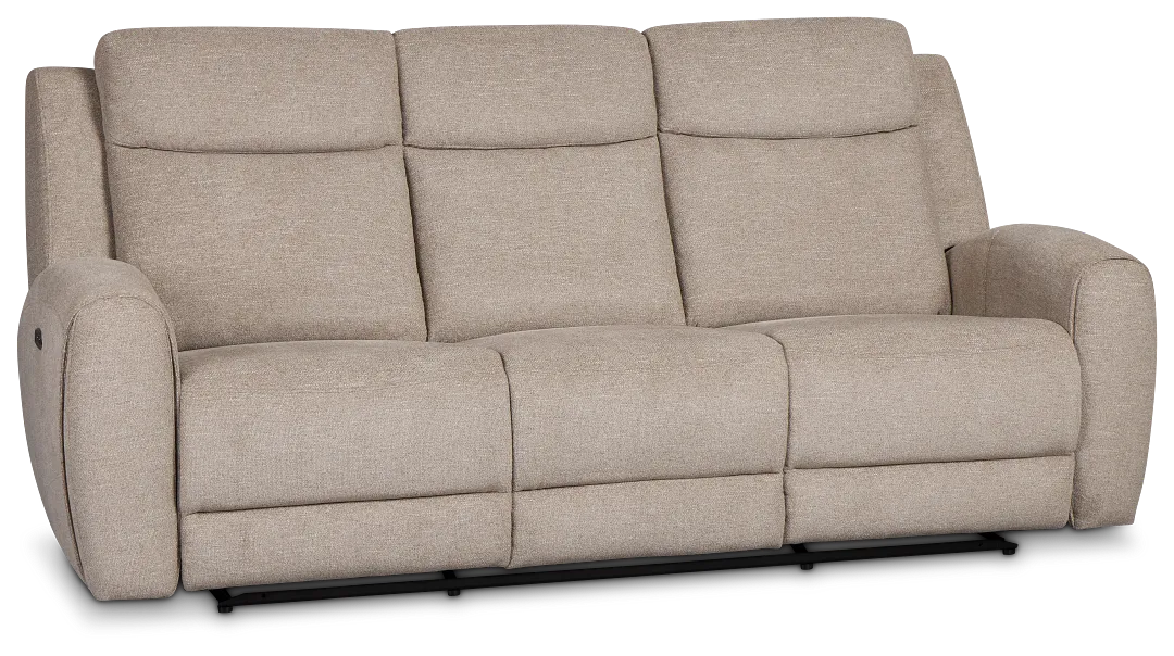 Walker Beige Fabric Power Reclining Sofa W/ Power Headrest