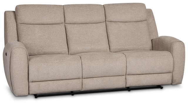 Walker Beige Fabric Power Reclining Sofa W/ Power Headrest