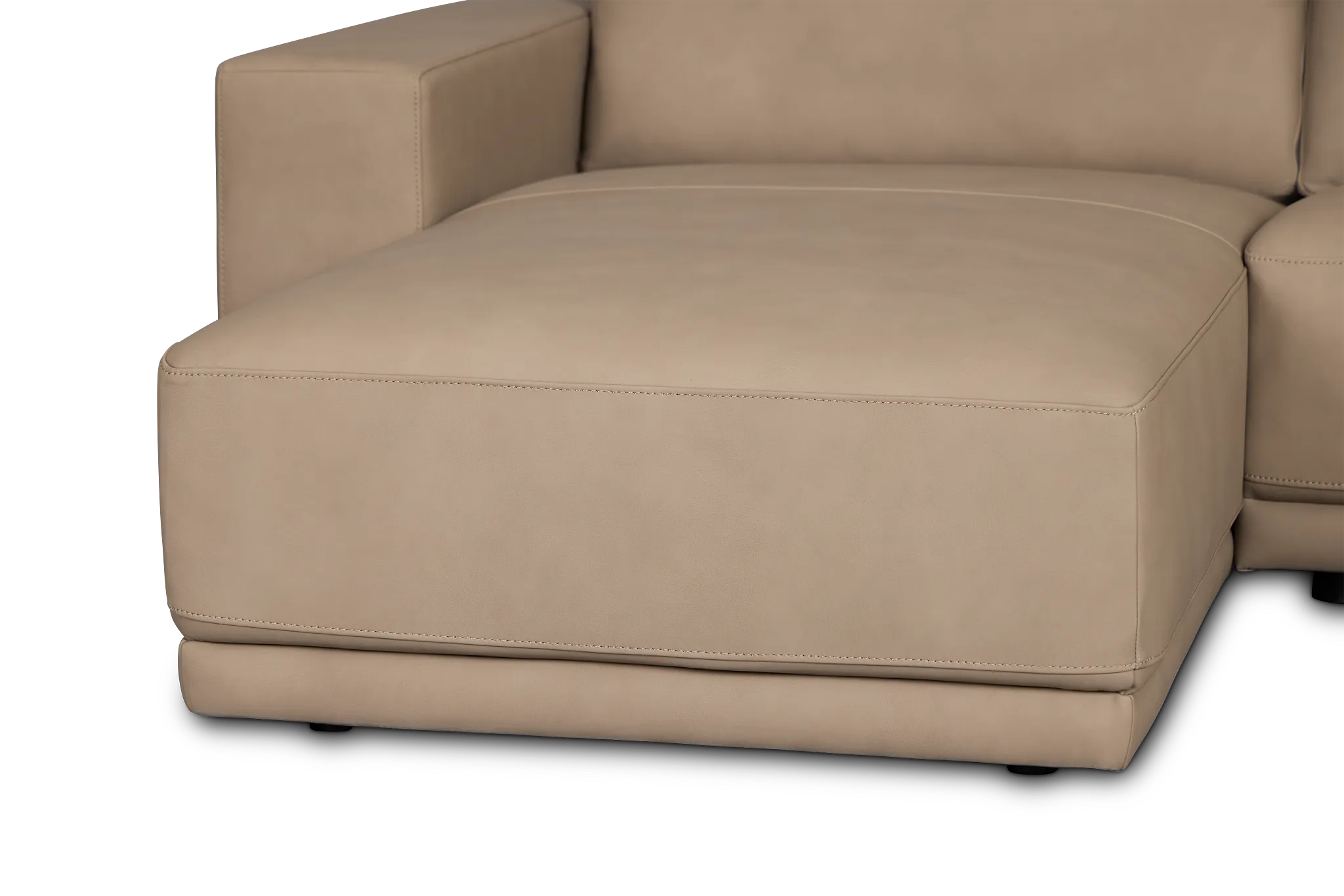 Kellan Taupe Leather Small Left Chaise Sectional