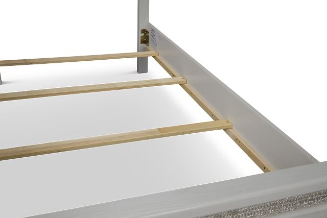 Alessandria White Uph Panel Bed With Lights