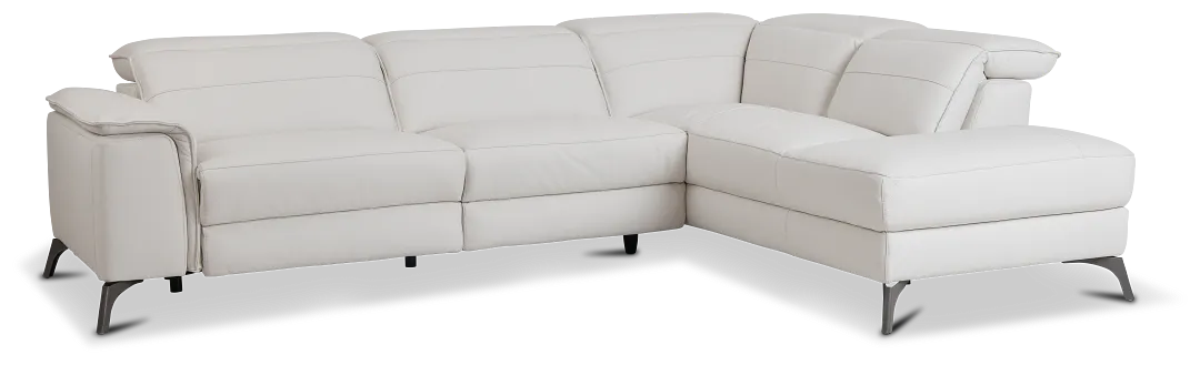 Pearson White Leather Right Bumper Sectional