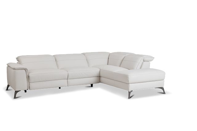 Pearson White Leather Right Bumper Sectional (1)