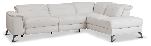 Pearson White Leather Right Bumper Sectional