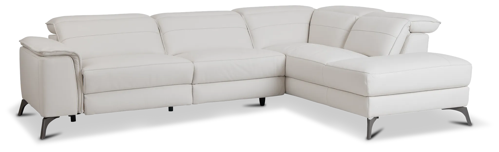 Pearson White Leather Right Bumper Sectional