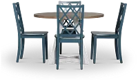 Edgartown Two-tone Round Table & 4 Navy Wood Chairs