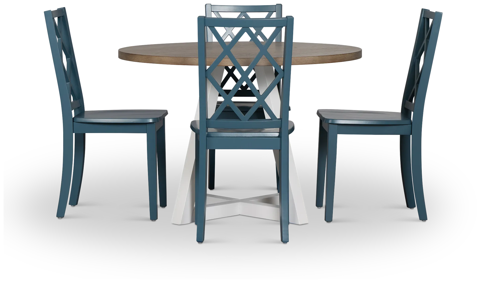 Edgartown Two-tone Round Table & 4 Navy Wood Chairs